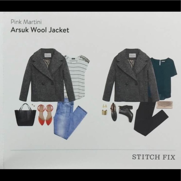 Pink Martini Gray Peacoat Wool Blend Jacket coat L - Picture 7 of 7